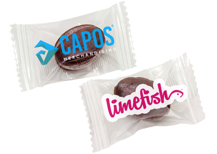 Karmelki w personalizowanych foliowych opakowaniach z logo firmy