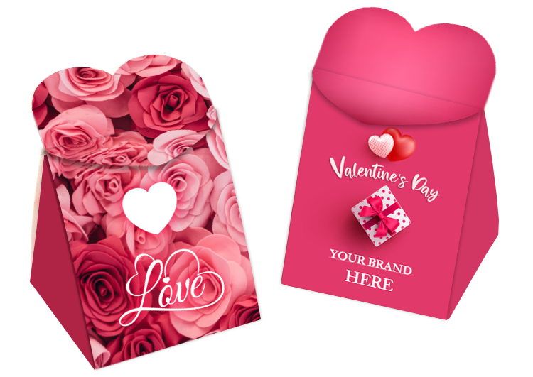 Czekoladki z nadzieniem w pudełku serce z personalizowanym nadrukiem reklamowym