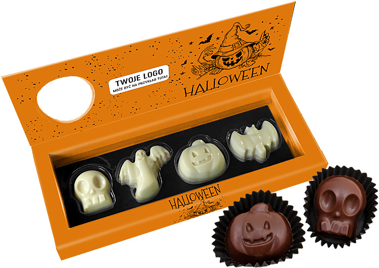 Zestaw 4 czekoladek w kartonowym opakowaniu z dowolnym nadrukiem reklamowym