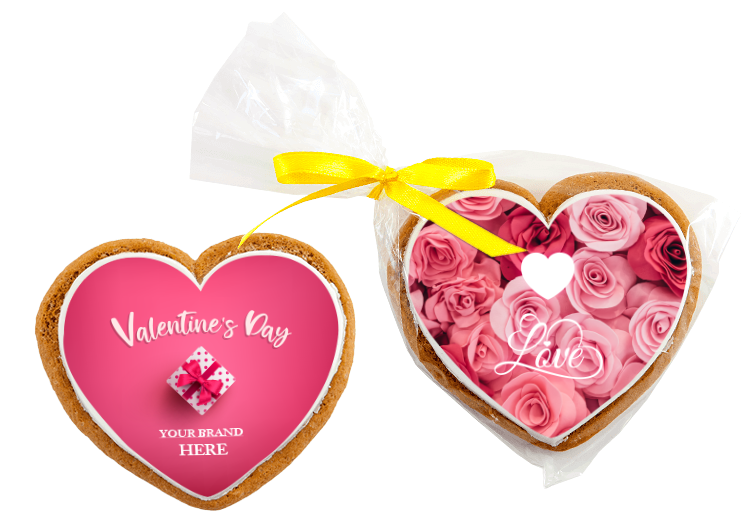 Ciastko w kształcie serca z personalizowanym nadrukiem i opakowaniem