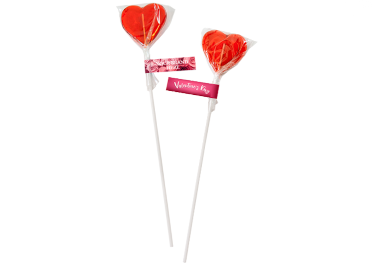 Lizaki z długim plastikowym patyczkiem i dwustronną chorągiewką reklamową