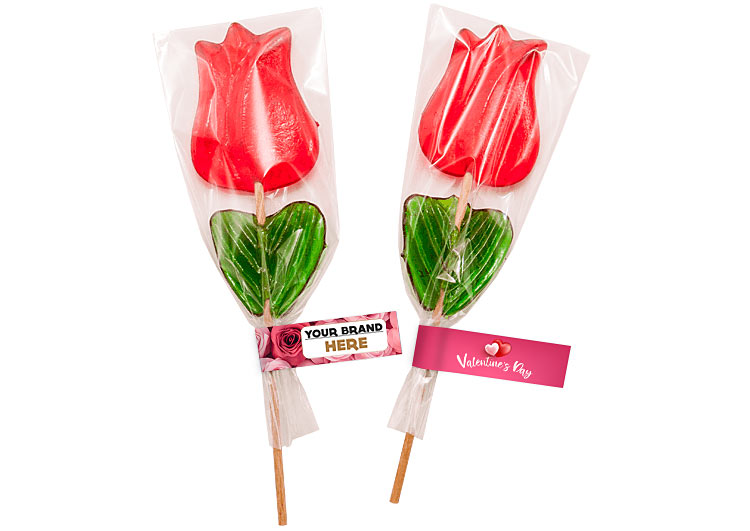 Upominek firmowy – Lizak Tulipan z nadrukiem reklamowym i logo klienta