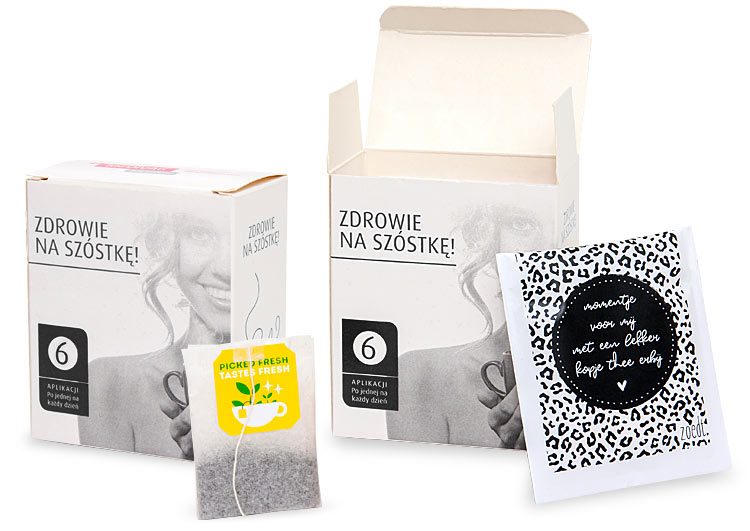 Pudełko z 7 markowymi herbatami Lipton z indywidualnym nadrukiem reklamowym