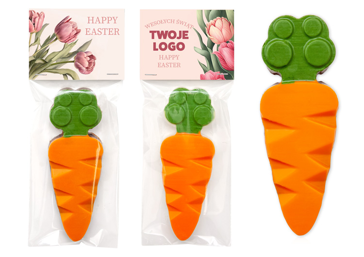 Czekoladowa marchewka z firmowym nadrukiem