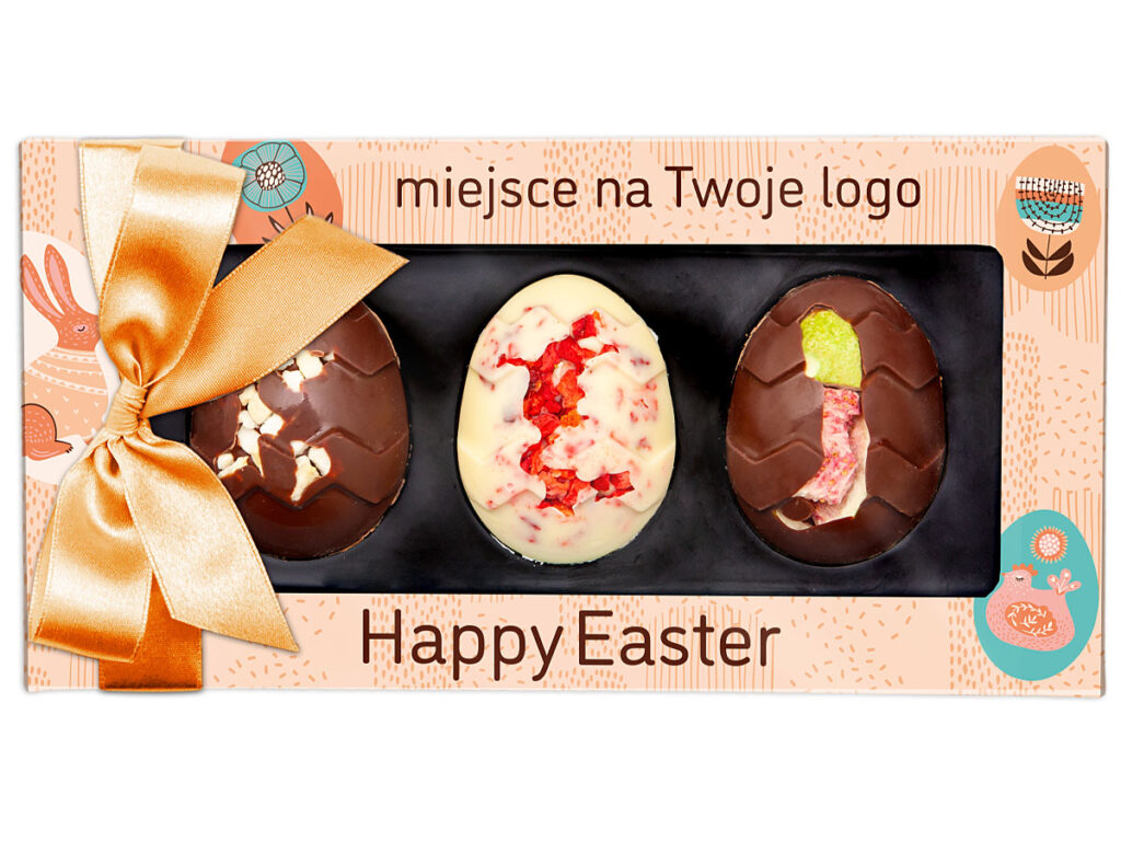 Wielkanocny upominek firmowy – eleganckie czekoladowe jajeczka