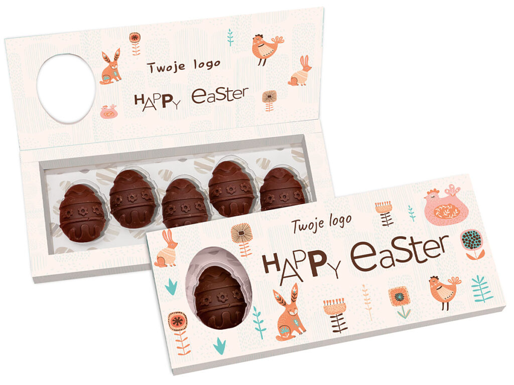 Wielkanocny prezent firmowy – czekoladowe jajeczka w pudełku