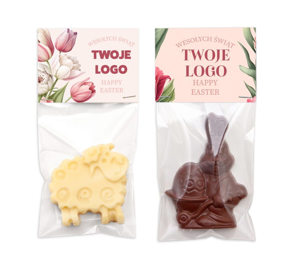 Personalizowana czekoladka wielkanocna z kartonową zawieszką reklamową
