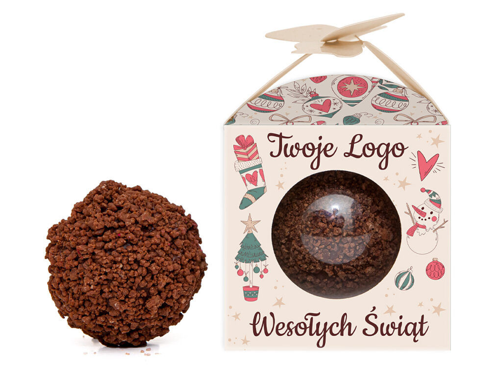 Świąteczna magiczna kula w kartonowym pudełku z nadrukiem logo firmy