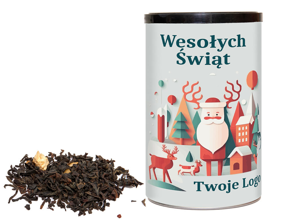 Reklamowy upominek – herbata liściasta w tubie z nadrukiem i zamknięciem wieczkiem
