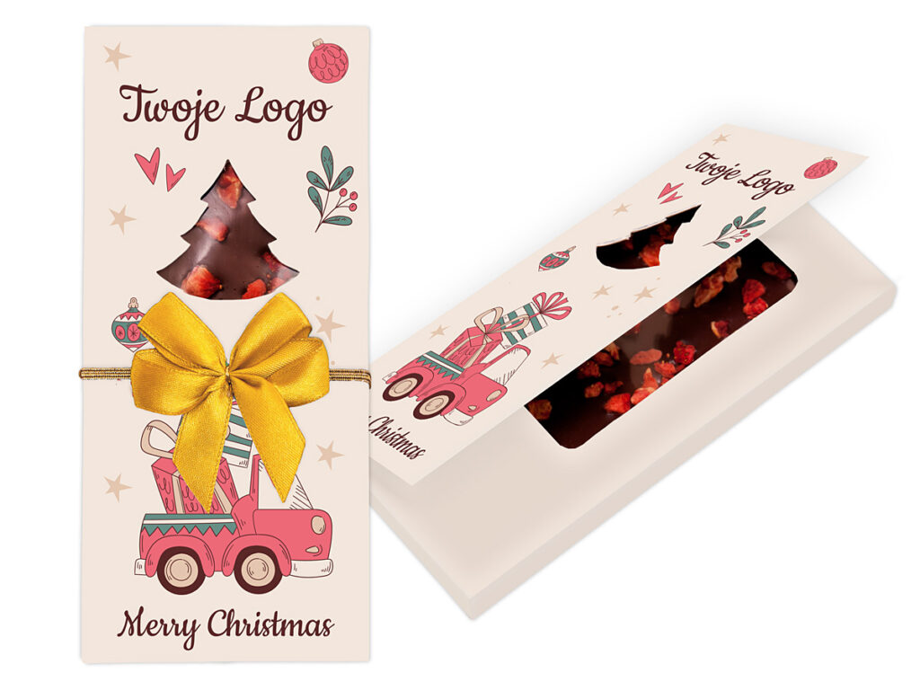 Świąteczny upominek reklamowy – czekolada z owocami liofilizowanymi