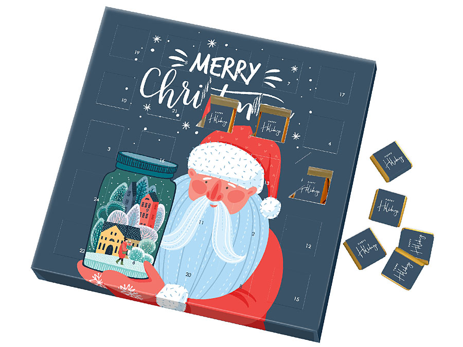 Zestaw 24 czekoladek w złotym laminacie w kartonowym opakowaniu z logo firmy