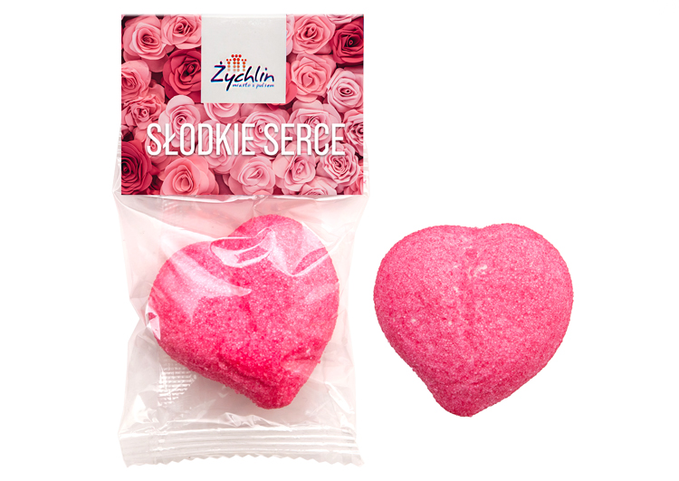 Duża pianka serce w przezroczystym opakowaniu z nadrukiem reklamowym