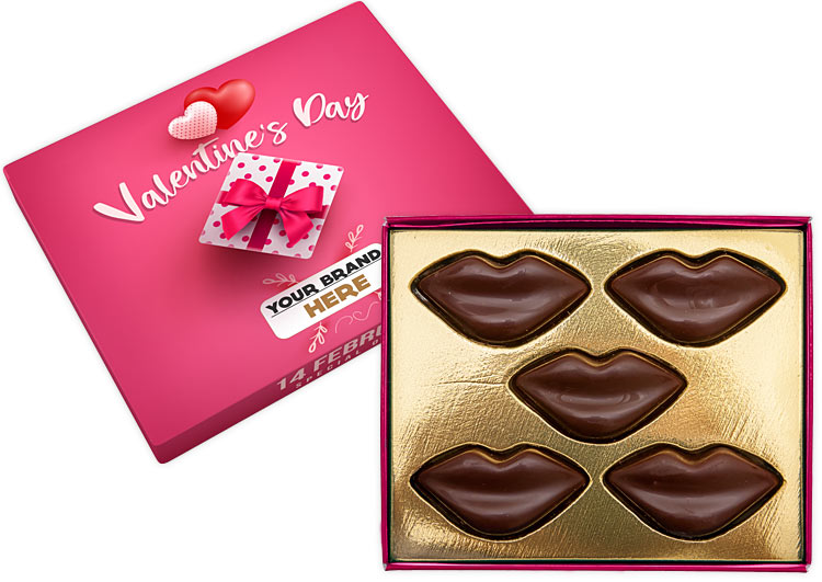 Upominek firmowy – Zestaw Czekoladowe Usta 5 z nadrukiem reklamowym i logo klienta