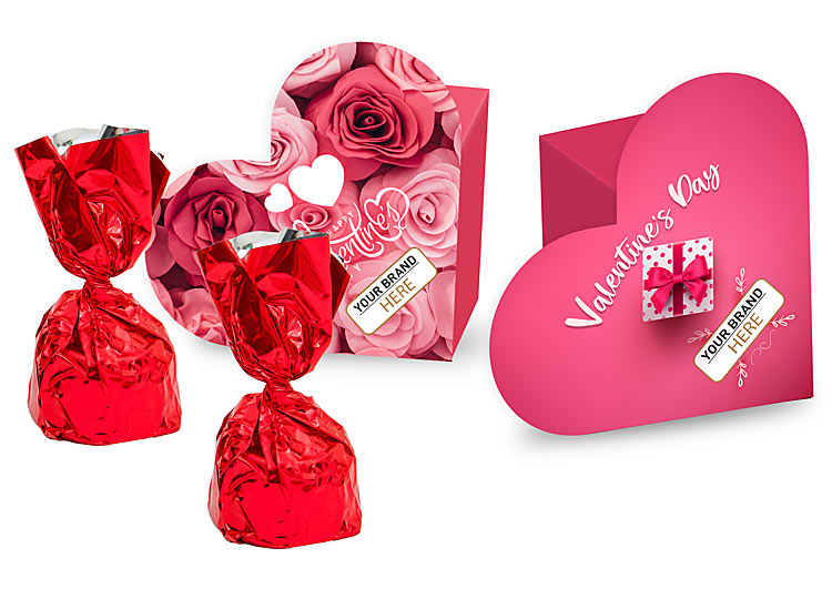 Pralinka wiśniowa w czerwonej folii z personalizowanym nadrukiem reklamowym