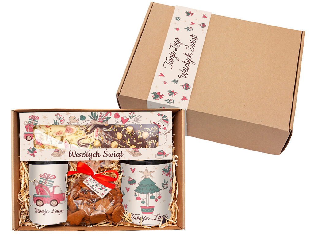 Zestaw upominkowy na wyjątkowe okazje z indywidualnym nadrukiem na produktach i opakowaniu