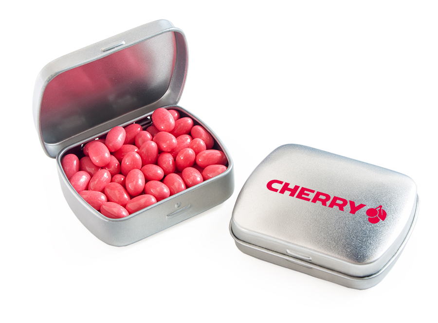 Stylowe opakowanie promocyjne z kolorowymi cukierkami pudrowymi